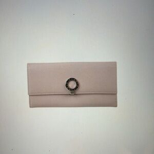 BVGLGARI ITALIAN BABY PINK PEBBLED CALF LEATHER WALLET